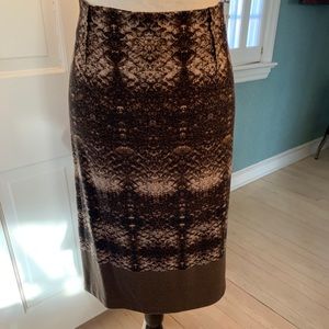 Below the Knee Knit Brown Skirt